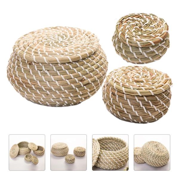 

storage baskets 1 set hand woven multipurpose containers (assorted color)