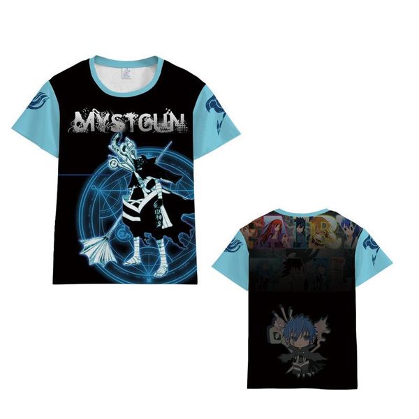 

men's t-shirts fairy tail summer 3d printing short sleeve t shirts comfortable soft cool cosplay anime surrounding tee, White;black