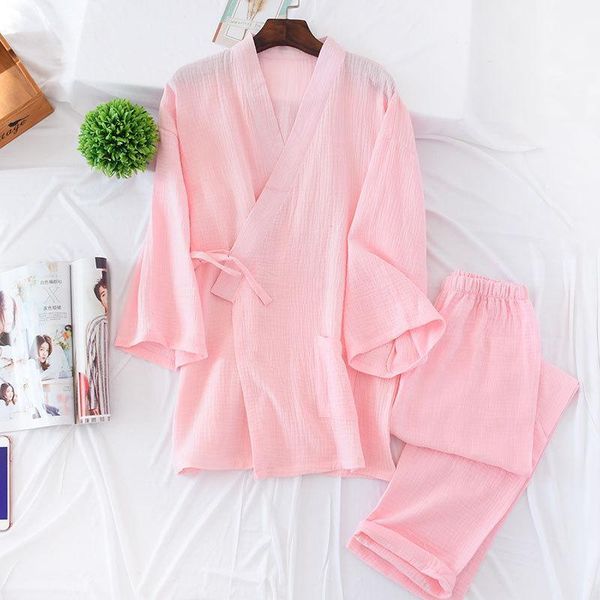 

men's sleepwear men women spring pure cotton crepe japanese pajama set yukata traditional trousers lovers home furnishing serve 1y9x, Black;brown