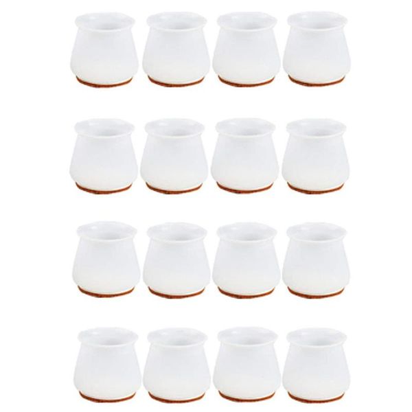 

chair covers silicone leg caps with felt pads - moving table covers, 16 pcs stool protectors transparent white