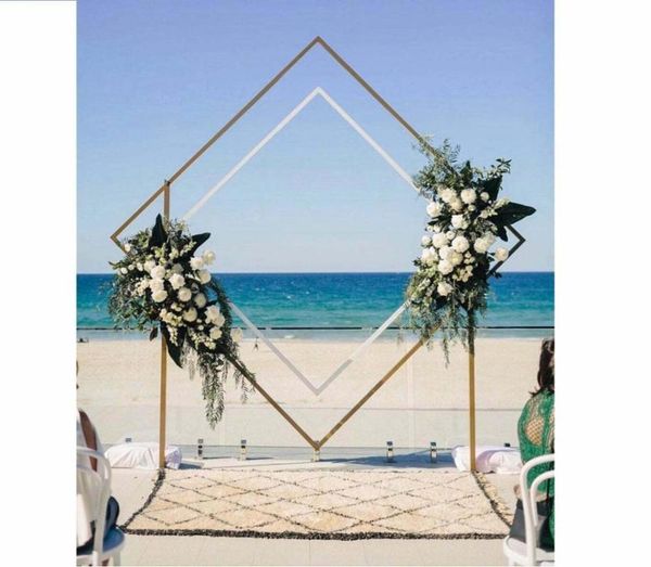 

party decoration metal rhomb wedding arch wrought iron square quadrilateral shelf geometrical shape diamond