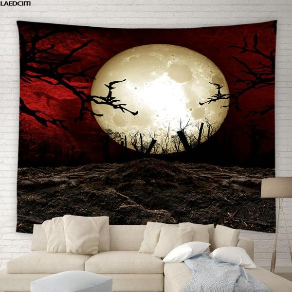 

tapestries night tapestry horror moonlight forest halloween party background wall hanging cloth living room bedroom home decor