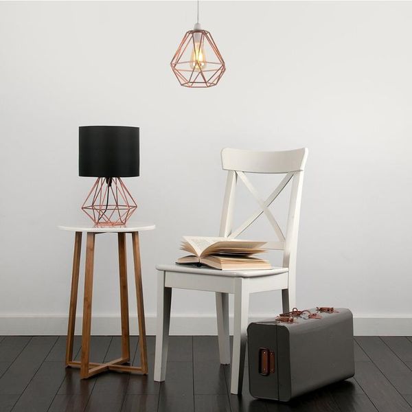 

table lamps decorative retro geometric drum shade lamp e27 bedside home lounge lighting light for bedroom living study room