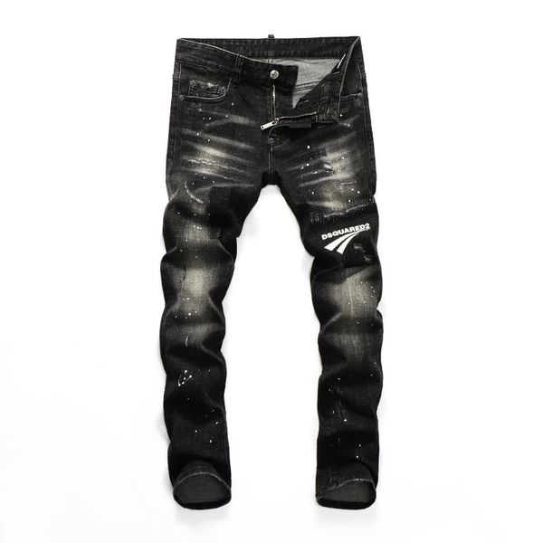 

men's jeans 2021 pants brand ripped patch painted, Blue