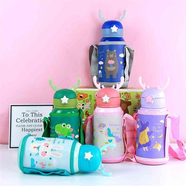 

new antler ins bouncing cup stainless steel heat preservation outdoor portable water cup vitality lovely children's pot