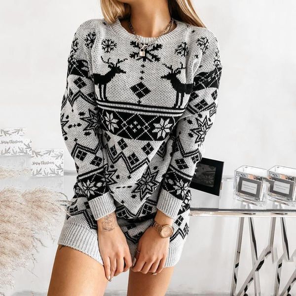 

women's sweaters christmas women sweater santa claus xmas printing long sleeve o-neck knitting pullover vintage jumper, White;black
