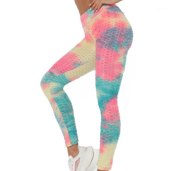 

quick-drying push up leggings women's ink tie-dye for fitness pants slim and hip lifting exercise bottom #c, Black