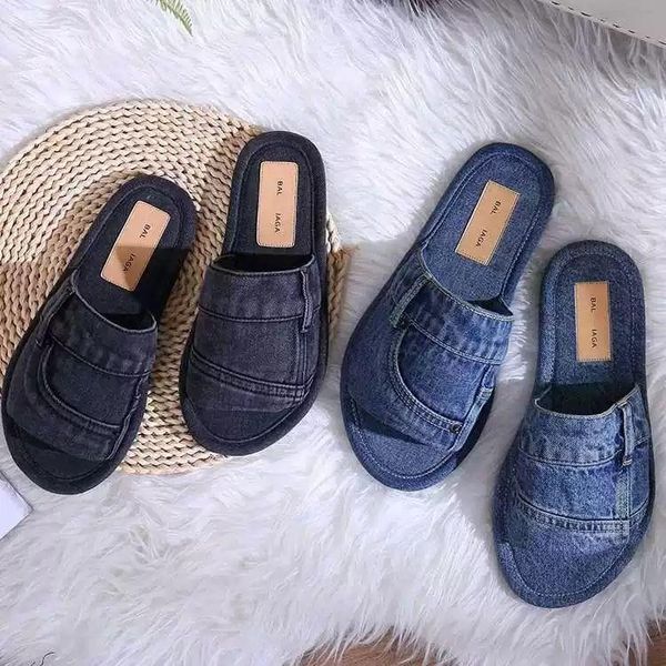 

slippers denim womens shoes fashion flat street ladys h8, Black