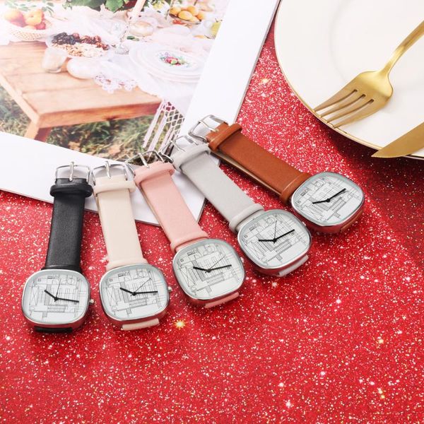 

wristwatches fashion composition design ladies watch 2021 luxury leather quartz for women square wristwatch relogio feminino, Slivery;brown