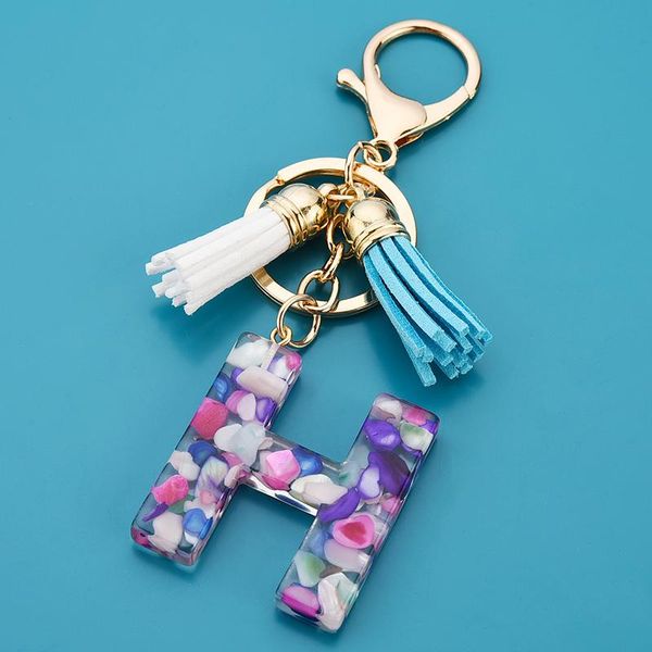 

keychains creative letter alphabet crystal arylic liquid keychain women key chains ring car bag tassels pendent charm eh1001a, Silver