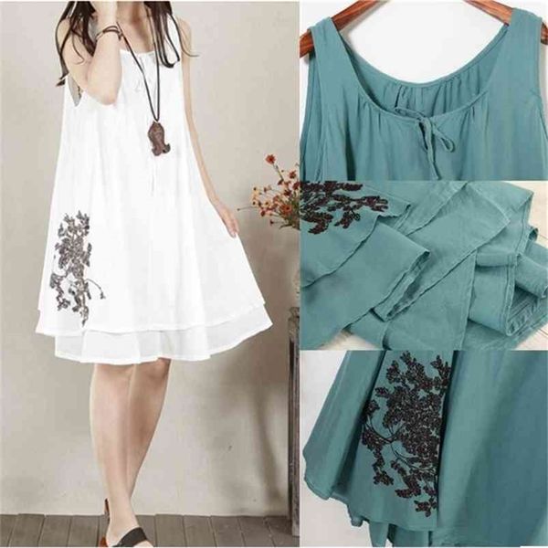 

loose sling linen maternity dress comfortable clothes pregnant women summer tank clothing pregnancy fashion a4006 210721, White