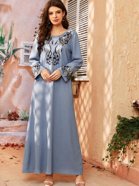 

ethnic clothing abaya dubai turkey islam arabic muslim blue dress long dresses for women kaftan moroccan ramadan aid moubarakrobe lon, Red