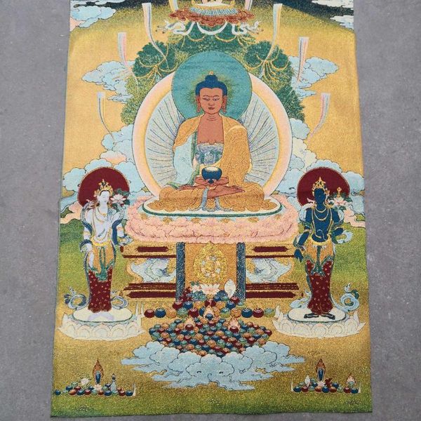 

other arts and crafts 36 inch silk embroidery shakyamuni amitabha buddha tathagata bowl thangka paintings mural