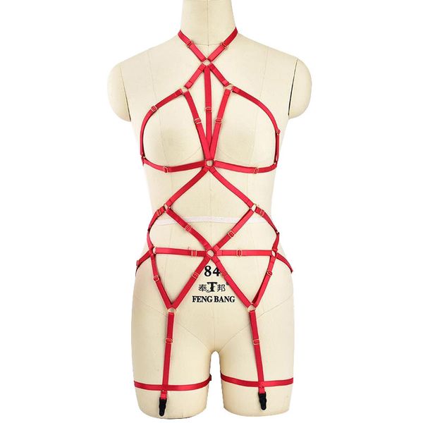 

temptation hollow harness suspender leg bad fun underwear suit, Black;white