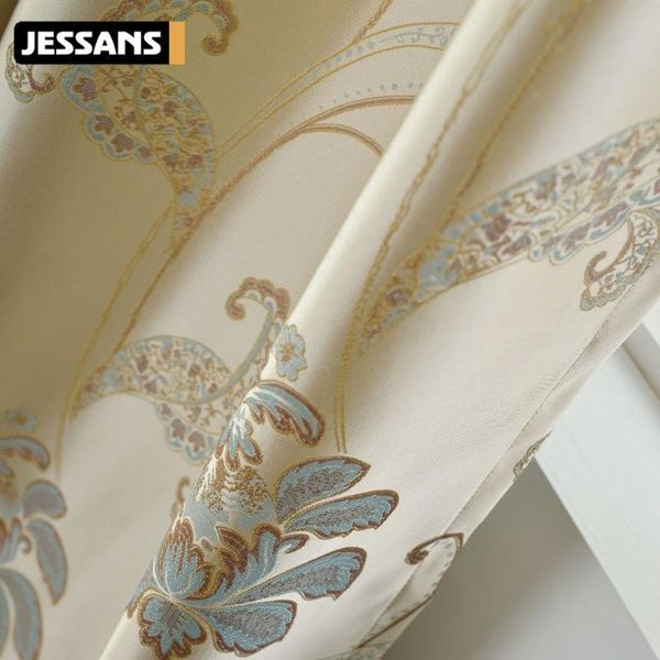 

modern chinese light luxury high-precision peacock blue jacquard curtains for living room bedroom blackout custom curtain & drapes