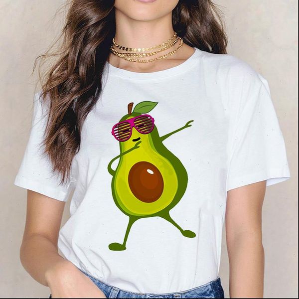 

women harajuku ullzang t shirt funny cartoon avocado graphic fashion kawaii printed tees female, White