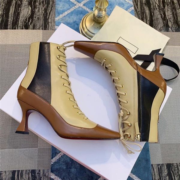 

boots female shoe autumn winter multi color casual fashion women ankle genuine leather high heel lace up, Black