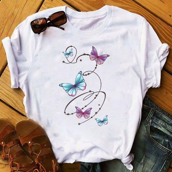 

women's t-shirt 2021 women cartoon butterfly print ladies graphic tshirts female tee cute t shirt womens aesthetic clothes, White