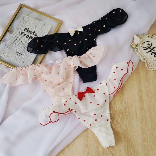 

panties for women kawaii lingerie underpants girls g string sweet love heart briefs low waist lady thong underwear women's, Black;pink