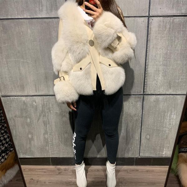 

women's fur & faux women natural ladies coat real jacket fz1l, Black