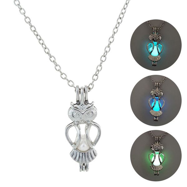

jewelry fashion creative diy luminous owl pendant necklace accessories, Silver
