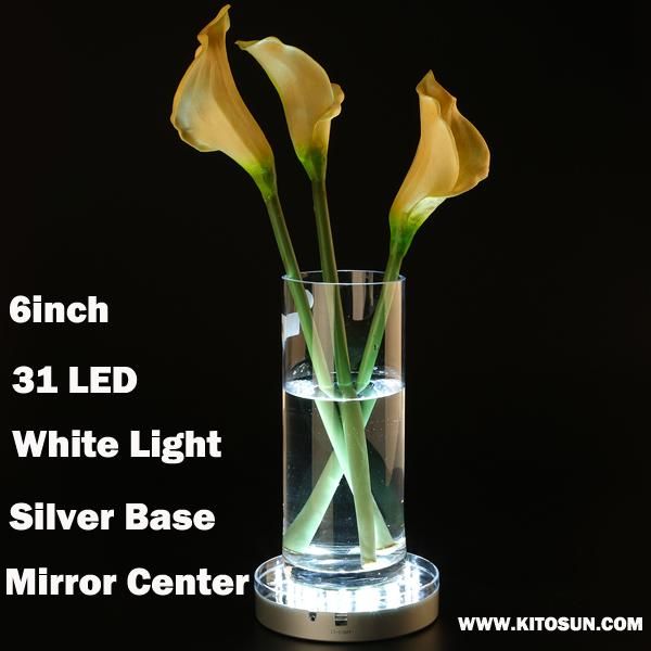 

pieces/lot 6 inch pure white led lamp light base stand types battery powered uplighter with on-off switch party decoration