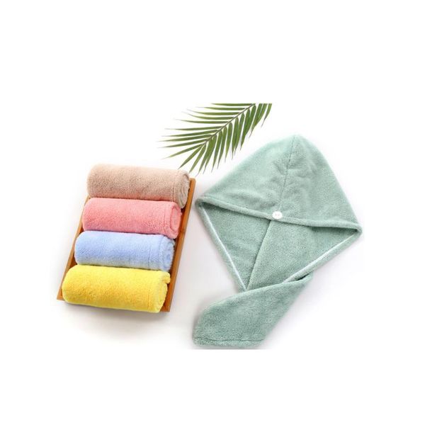 

shower caps pure color coral fleece women's cap, dry hair quick cleaning headscarf