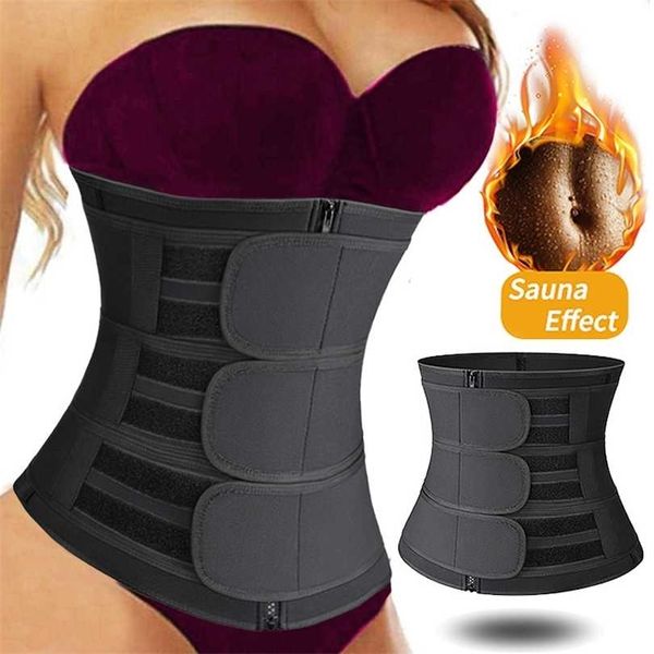 

neoprene sweat waist trainer body shaper tummy corset slimming belt shapewear weight loss belly band sports girdles workout 211218, Black;white
