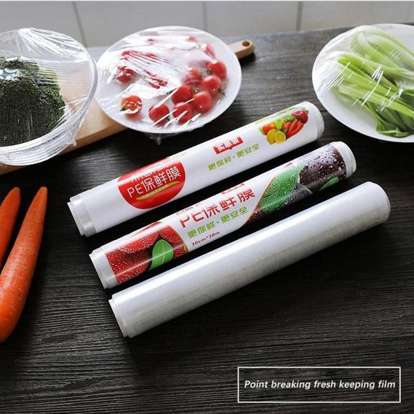 

food savers & storage containers household disposable plastic wrap kitchen cling film refrigerator fruits and vegetables packaging 1 roll fd