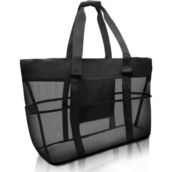 

storage bags foldable large capacity beach bag tote mesh summer lightweight pool carrying