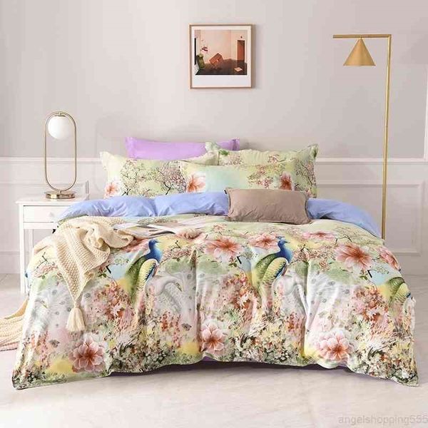 

100% microfiber 4pcs  size peacock blossom duvet set bedding quilt cover soft and breathable bed sheet pillowcases