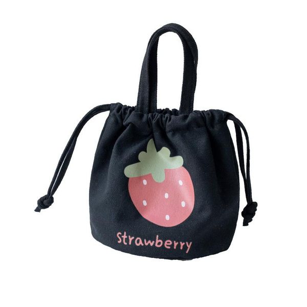 

drawstring canvas fruit printing women's small bag female money pouch phone package bolso bolsa feminina for teenagers girls