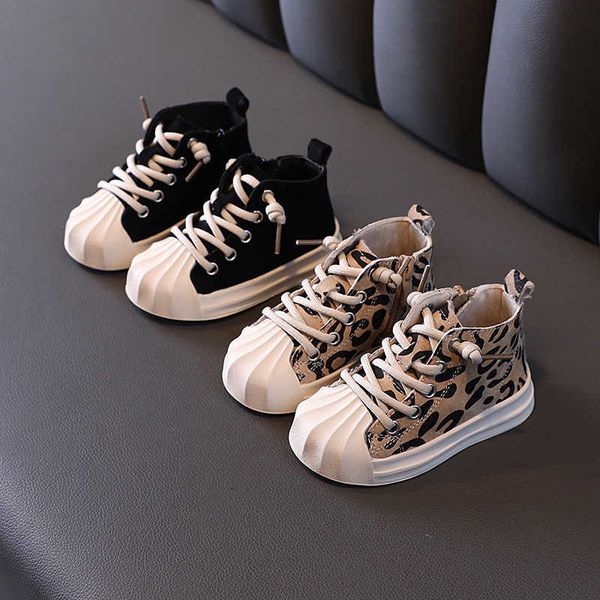 

autumn and spring 1-3 years baby girl soft soled high-children leopard casual shoes print toddler single shoes for boy 15-30 g1025, Black;red