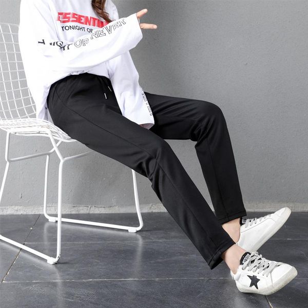 

women's pants & capris elastic side striped black pencil womens casual autumn women trousers waist tweed slant with a variety of clothi, Black;white