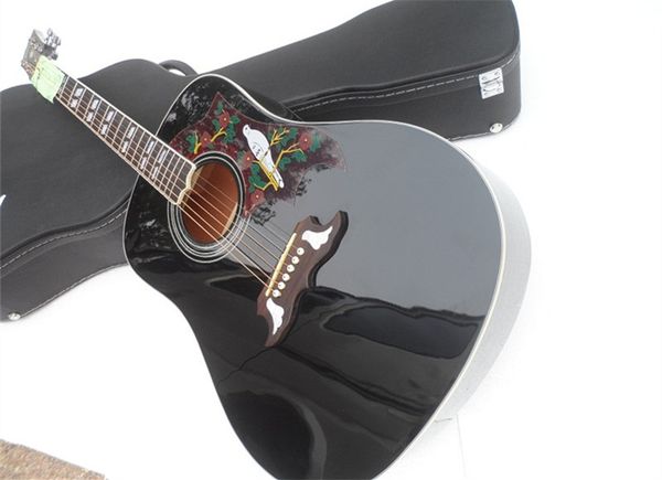 

solid spruce body 41 inch black dove acoustic guitar rosewood fingerboard custom shop