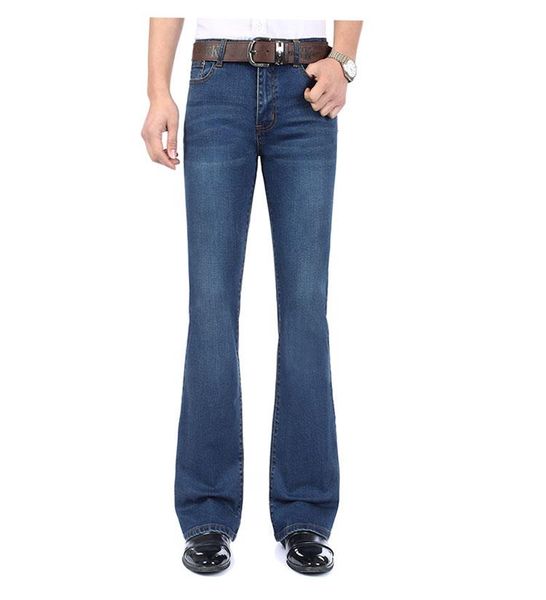 

men's stretch flared jeans light blue classic pants, Black