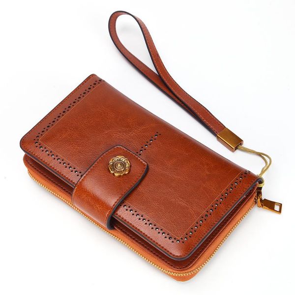 

wallets fashion genuine leather women long large capacity purse with phone case female zipper ladies purses hasp, Red;black