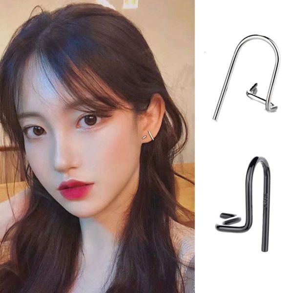 

rather small earrings fashion simple women cool handsome black u-shaped line