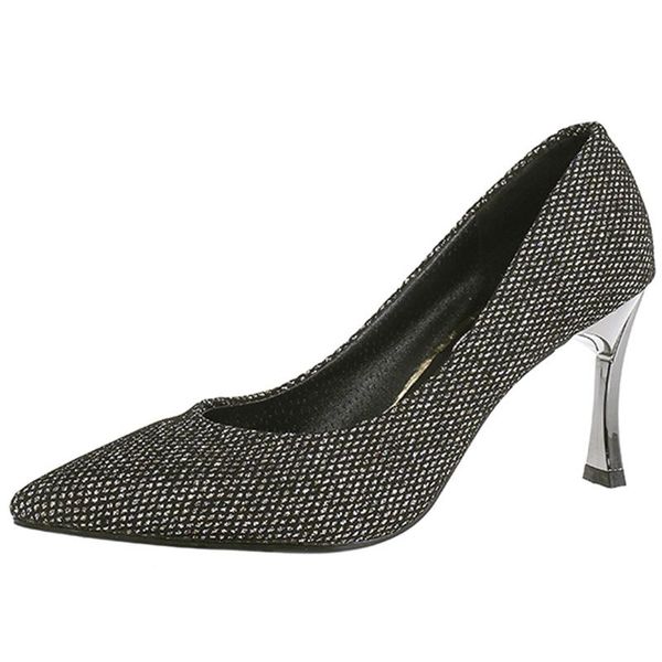 

dress shoes women's spring fashion sequin pointed high heels slim with bridesmaid net red ol punps, Black