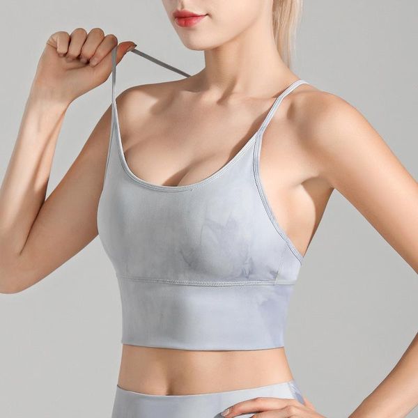 

fashion trending tie-dyed concentrated shape bra with breast pad sports underwear for women workout tide yoga outfit