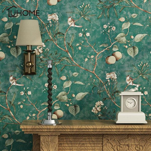 

wall stickers retro american village old pastoral nonwovens wallpaper fruit tree flower bird bedroom living room stereo background