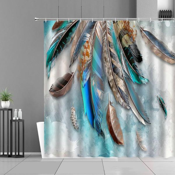 

shower curtains chinese bird peacocks curtain green plants flowers feather trees stone river landscape home decor cloth bathroom