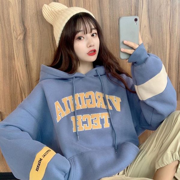 

oversized sweatshirt women's clothes hoodies harajuku warm pullover coat drawstring pink womens korean style & sweatshirts, Black