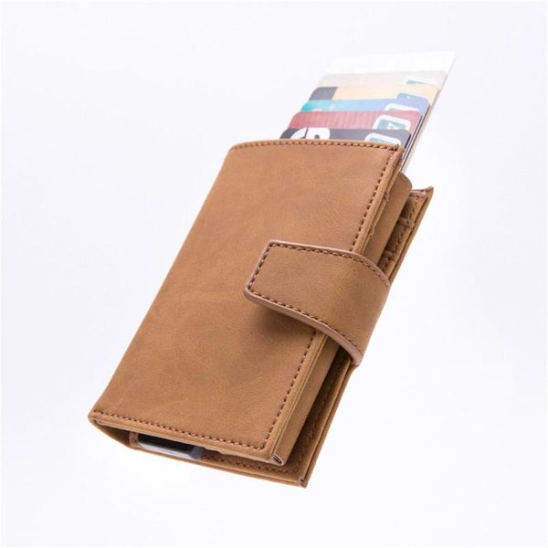 

wallets 2021 aluminum alloy men's wallet pu leather degaussing proof box business gifts, Red;black