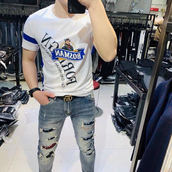 

men's t-shirts summer impression men's shirt short sleeve sbkw, White;black