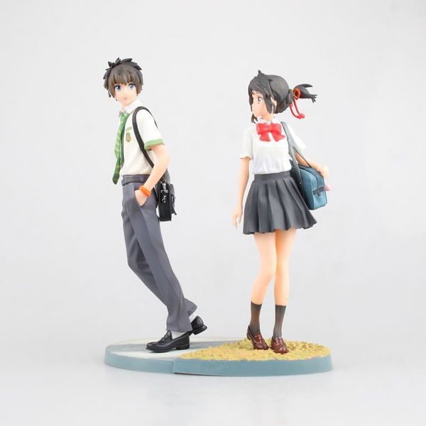 23cm Anime Japonês seu nome Taki Tachibana Mitsuha Miyamizu Figuras de Ação de PVC Brinquedo Modelo Colecionável Japonês Boneca Presente X0503