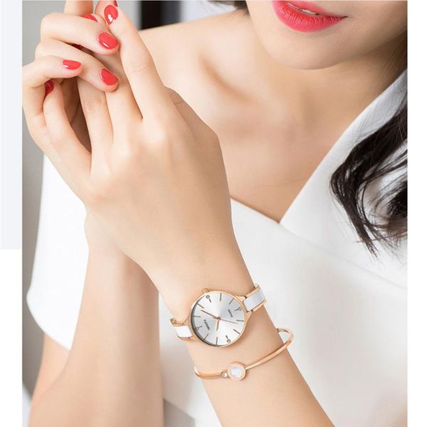 

wristwatches nibosi womens watches waterproof watch fashion ladies stainless steel ceramics casual wristwatch quartz clock, Slivery;brown