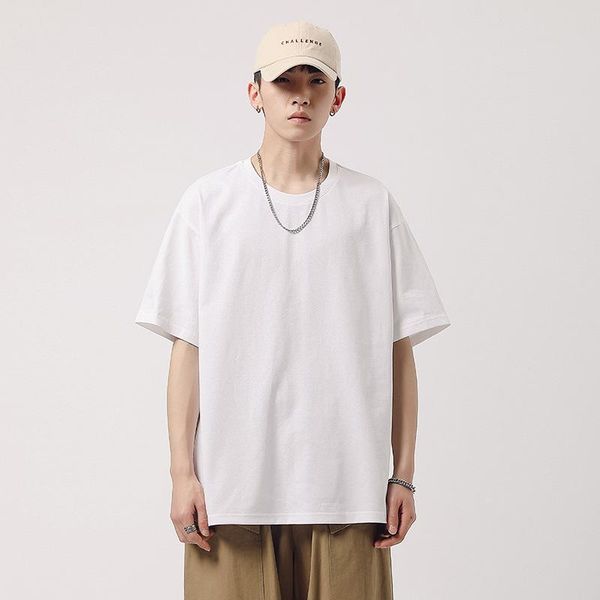 

men's t-shirts summer cotton t-shirt pure color simple and fresh neutral short-sleeved youth gdsb12, White;black