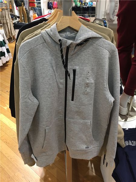 

luxury factory outlet brand hoodie gap men's solid color hooded basic casual sweater 608028 2021 autumn new sports coat v860, Black