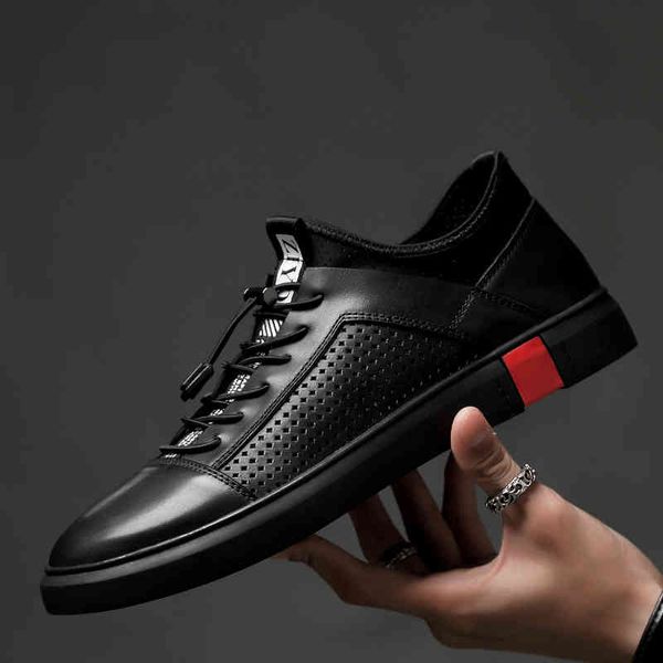 

dress shoes men genuine leather oxfords shoes luxury brand italian style male footwear for breathable flat lace-up big size sej9, Black